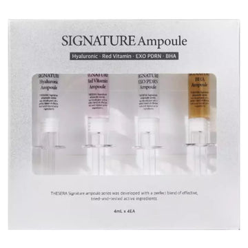 THESERA EGZOSOMOS - LĄSTELIŲ ŽINUTĖS, KURIOS PAŽADINA ODOS INTELEKTĄ.  THESERA SIGNATURE AMPULIŲ RINKINYS, 4x4 ML